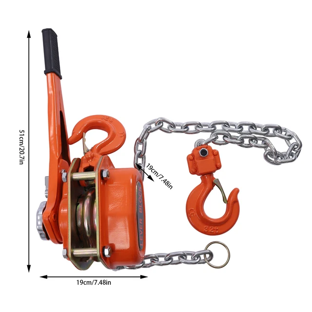 CHAIN LEVER BLOCK Hoist Come Along Ratchet Lift 3 Ton 5ft 6600lbs