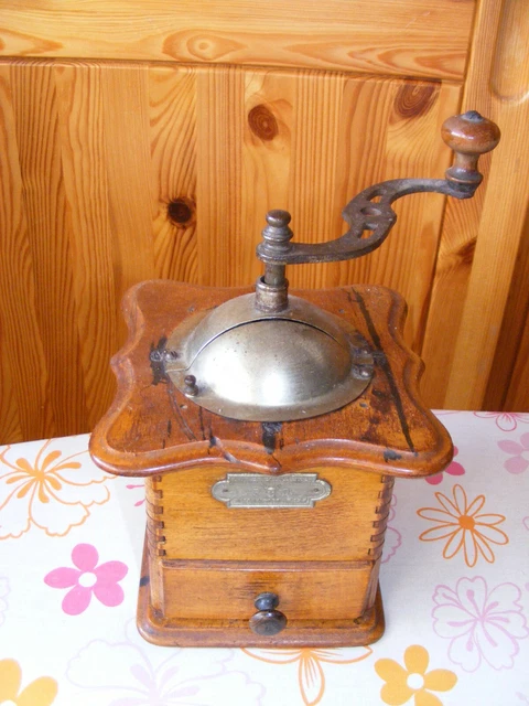Antike Kaffeemühle Peter Dienes Holz Metall Karamik um 1920