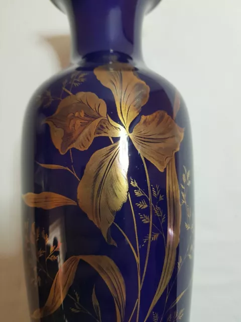 Vintage Royal Porzellan Bavarian Kpm Cobalt Blue Hand Painted Vase 10.5" Tall 3