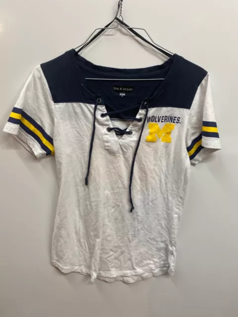 5th & Ocean Woman's Michigan Jersey style short sleeve shirt s Medium