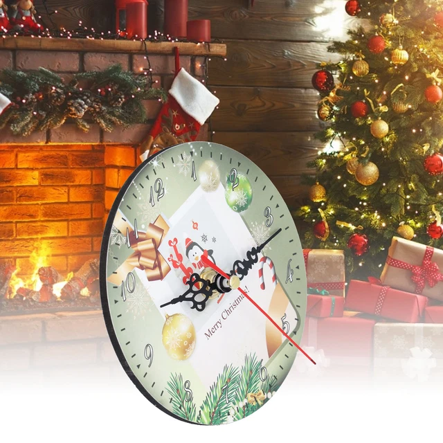 Horloge Murale Ronde Avec Motif De Père Noël Horloge Muette Tic-tac Pour La