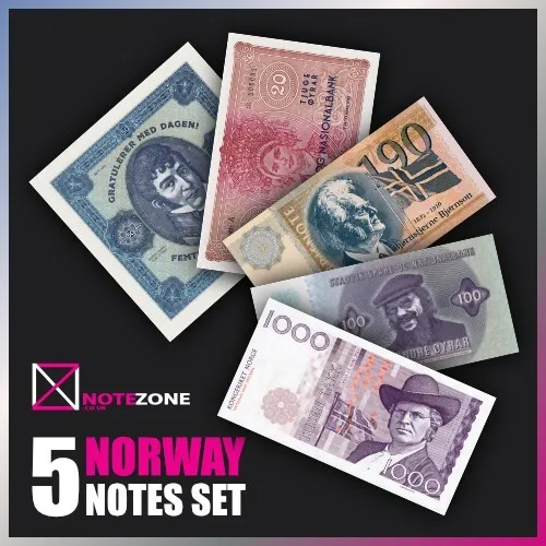 5 notes set!! Matej Gabris Norway Fantasy private note banknote 