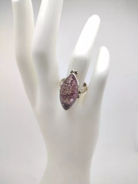 Phantom Purple Quartz Oval Stone Sterling Silver 925 Stamp Ring Size 8US Jewelry