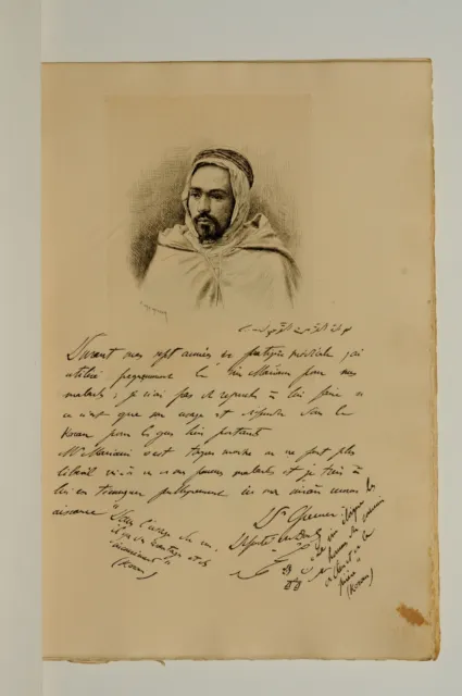 Gravure originale Portrait docteur Philippe Grenier Medecin depute musulman