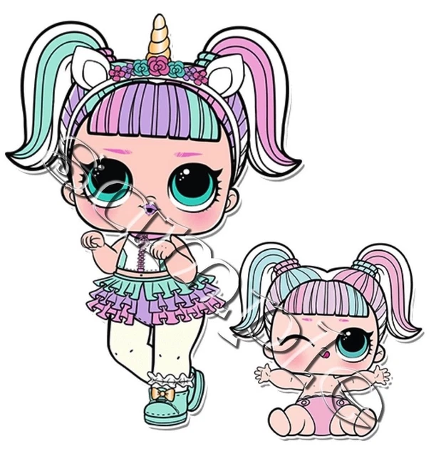IRON ON TRANSFER BIG SISTER UNICORN LOL SURPRISE DOLL DOLLS