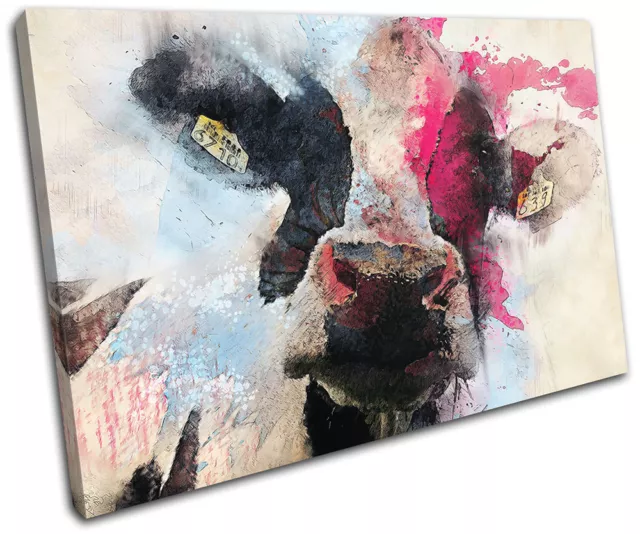 Cow Painting Colourful Abstract  Animals CANVAS WALL ART Picture Print VA