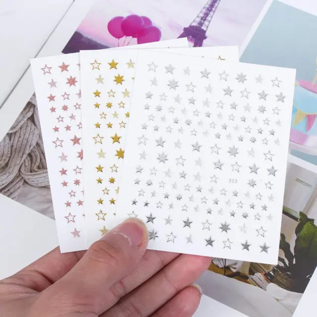 1pc New DIY 3D Gold/Silver/Rose Gold Nail Stickers Geometry Lovely Stars
