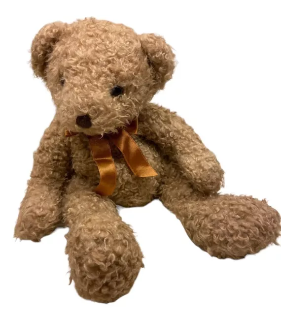 Vintage Russ Berrie Brighton Teddy Bear 12 inch Plush Stuffed Animal Orange Bow