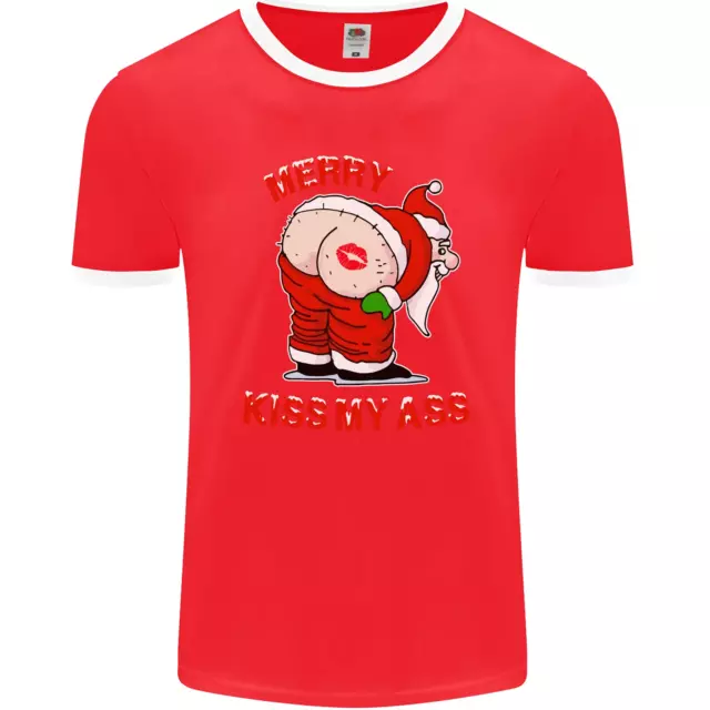 Merry Bacio il Mio Ass Divertente Natale Maleducato Uomo Suoneria T-Shirt