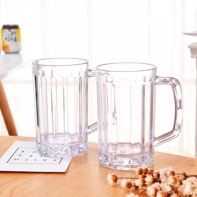 500ML Transparent Beer Mug Plastic Unbreakable Breakfast Milk Coffee Juice  GF