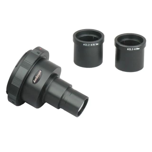 AmScope Canon SLR/DSLR Camera Microscope Adapter 2X Magnification w 2 Adapters