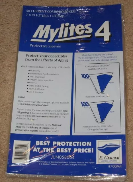 Pack of 50 Mylites 4 Mil Mylar Current / Modern Comic Book Bags 7x10.5 Sleeves