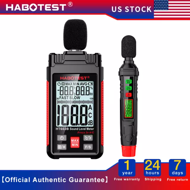 HABOTEST HT602 Digital Sound Decibel Meter Pressure Noise Level Tester 30~130dBA