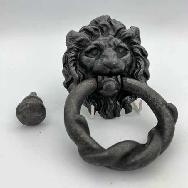 Antico Battente Per Portone D'epoca Batacchio in Ghisa testa di Leone 800 XVII