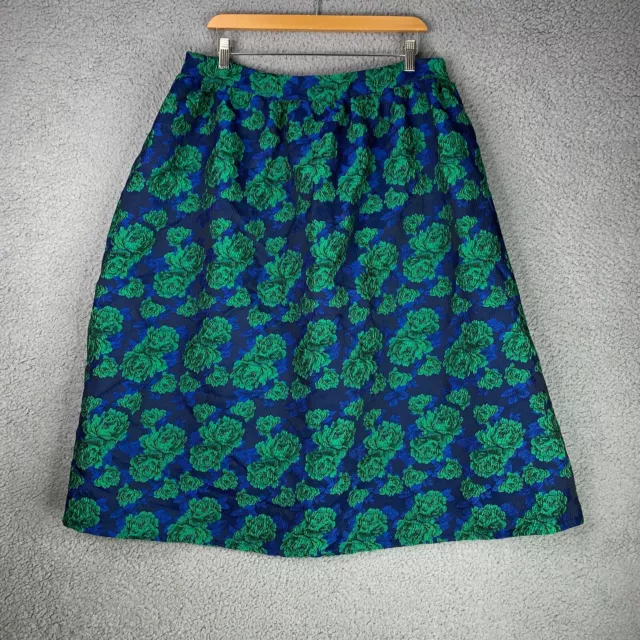 Sunday In Brooklyn Skirt Womens Petite Extra Large Green Blue Floral Jacquard