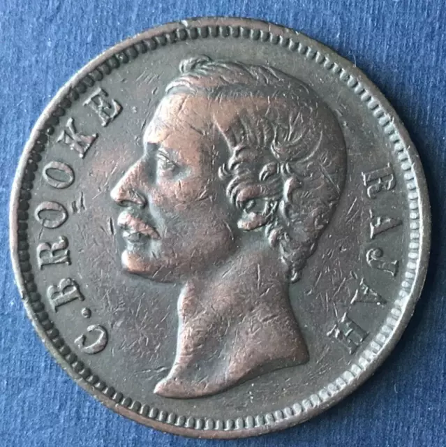 1889 Sarawak Malaysia One Cent Coin