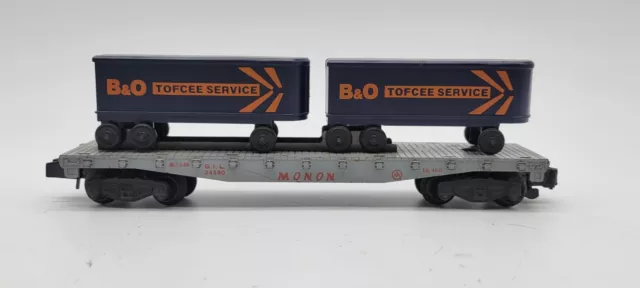 S-Gauge Vintage Gilbert American Flyer 24550 Monon Flatcar w/B&O Trailers