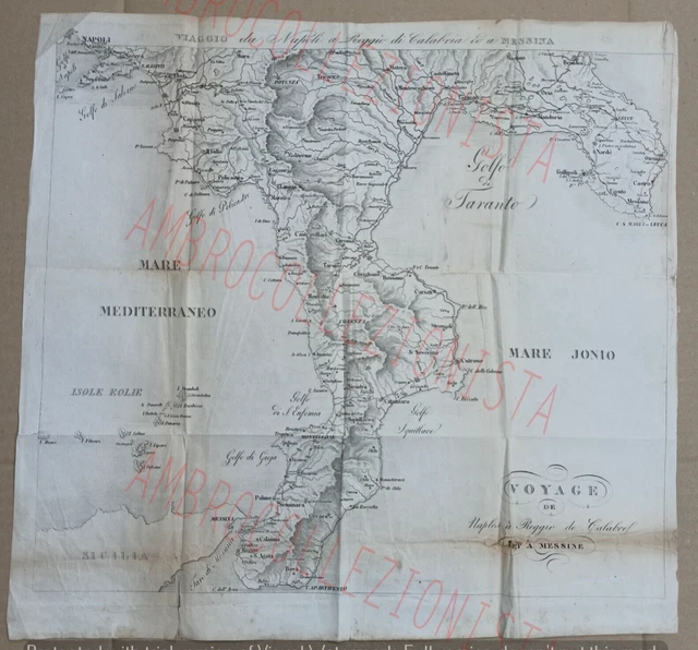 CARTINA MAPPA GEOGRAFICA Napoli Reggio Calabria Messina 39 x 40 cm EUR ...