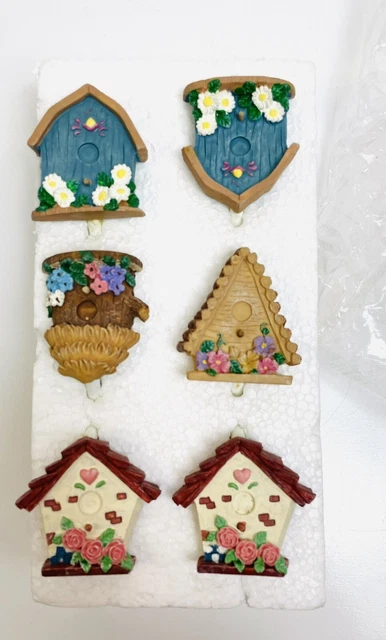 Birdhouses Resin Shower Curtain Hooks Holders Hangers Set of 12 Open Box