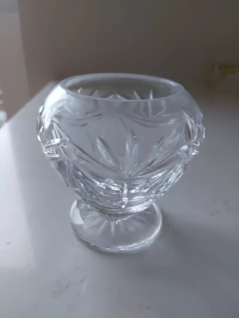 Tyrone Irish Crystal Posy Vase Footed Rose Potpourri Bowl  4.5" Vintage 2