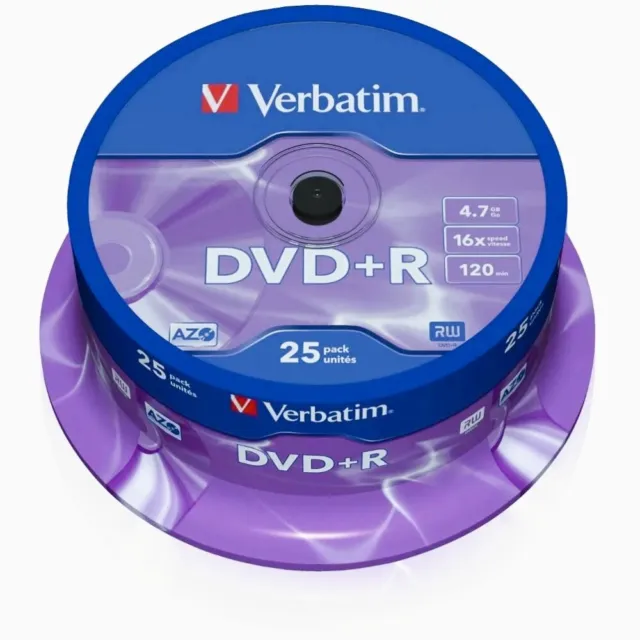 Verbatim 25 Dvd+R 16X 4.7 Gb 120 Minuti Matt Silver Vergini Spindle - Sigillati