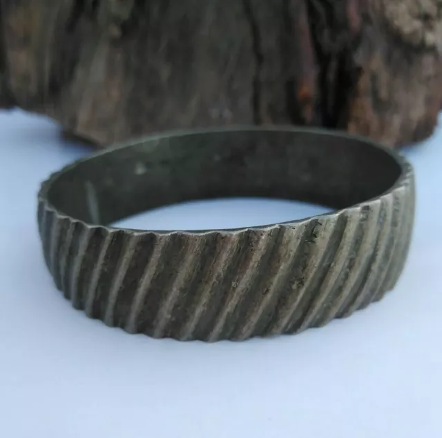 Ancient Silver Color Bracelet Medieval Viking Old Amazing Artifac Weight-72.60Gr