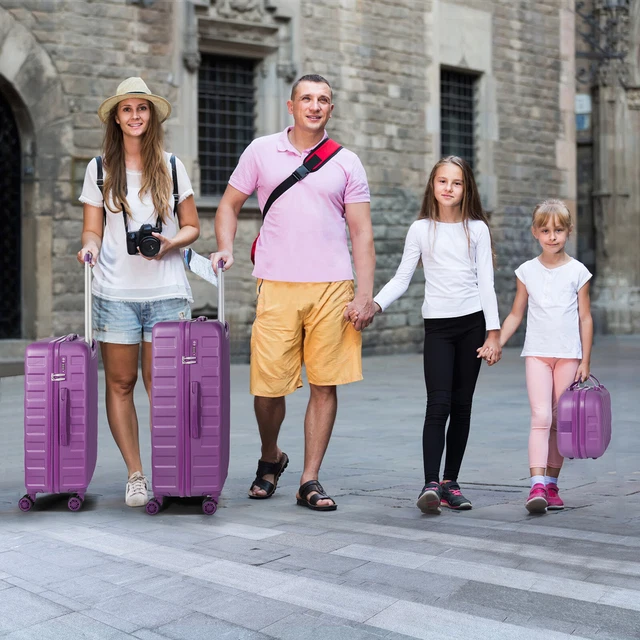 5 Piece Luggage Set ABS Hardshell Spinner Suitcase Lightweight w/TSA Lock Purple 3