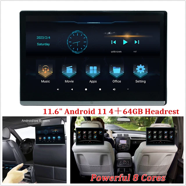 11.6" Headrest TV Car Monitor Android11 Multifunction Tablet Touch Screen 4＋64GB
