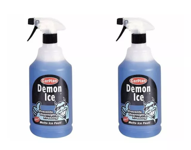 2 x CarPlan Demon Ice 1 Litre 2-in-1 Preventer and De-Icer for Car Windscreen