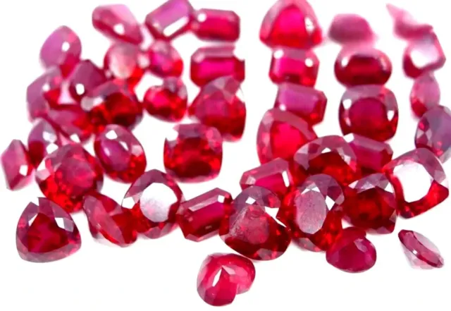 AAA 92 Ct+ Natural Mozambique Red Blood Ruby Mix Lot Loose Gemstone 8-10 Pcs
