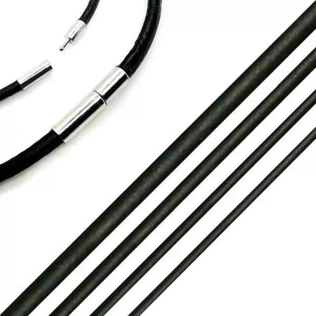 19Cm - 80Cm Leder Halskette Kette Schwarz Black Lederkette Lederband Halsband