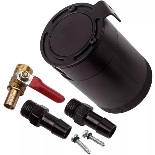 Universal 2-Ports Aluminum Oil Catch Can Reservoir Tank with Drain Valve Fitting