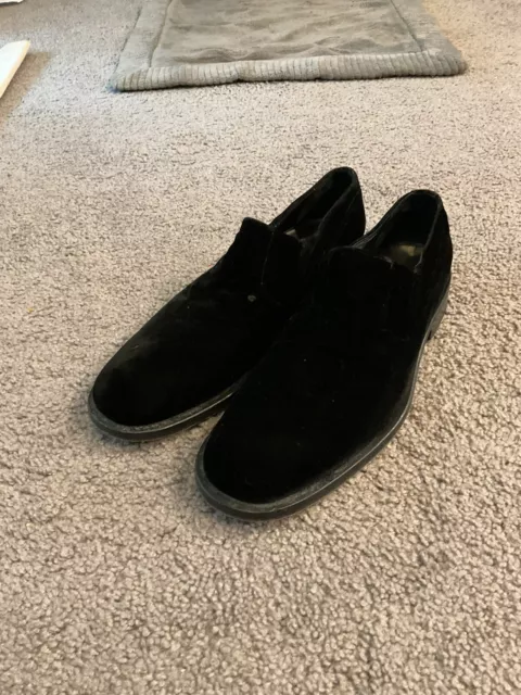 GIORGIO ARMANI VINTAGE Black Velvet Men’s Dress Shoes Loafers Size 46 ...