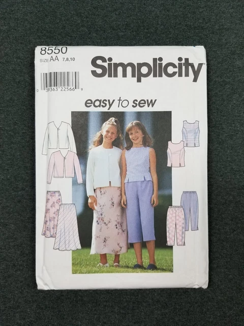 Simplicity Pattern #8550 ~ Girls Top Jacket Skirt Pants ~ Child 7 8 10 ~ FF/UC