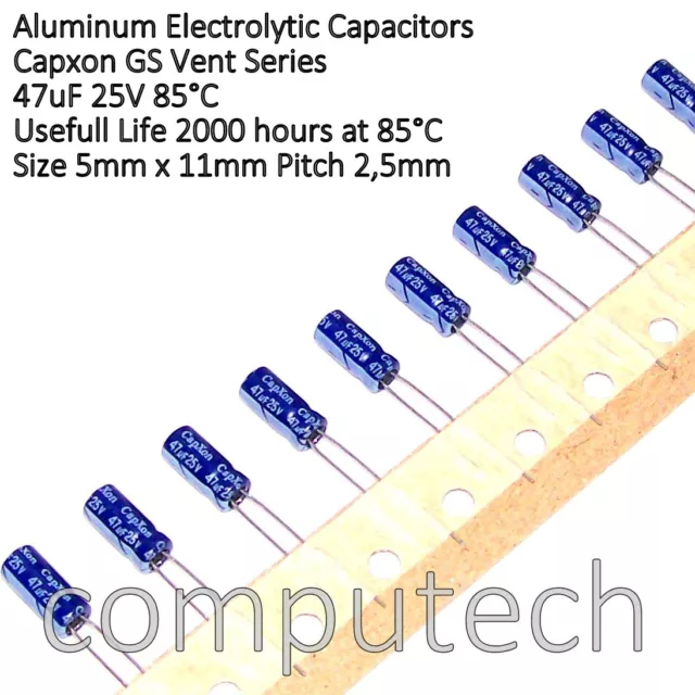 10 pezzi 47uF 25V 85°C Condensatore  elettrolitico CAPXON GS Serie