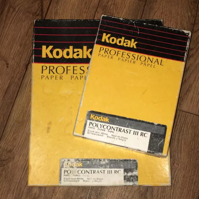 2 Kodak Professional Photo Paper Polycontrast III RC Black & White 8x10 5x7