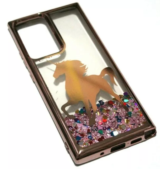 Samsung Galaxy Note 20 Ultra 6.9" - Rose Gold Unicorn Glitter Liquid Case Cover