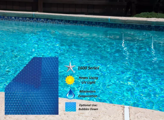 1600 Series Swimming Pool Blue Solar Heating Blanket Cover - (Choose Pool Size)