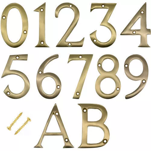 Brass Door Numbers & Letters 3" ( 75 mm ) Polished Solid | House Flat Apartment