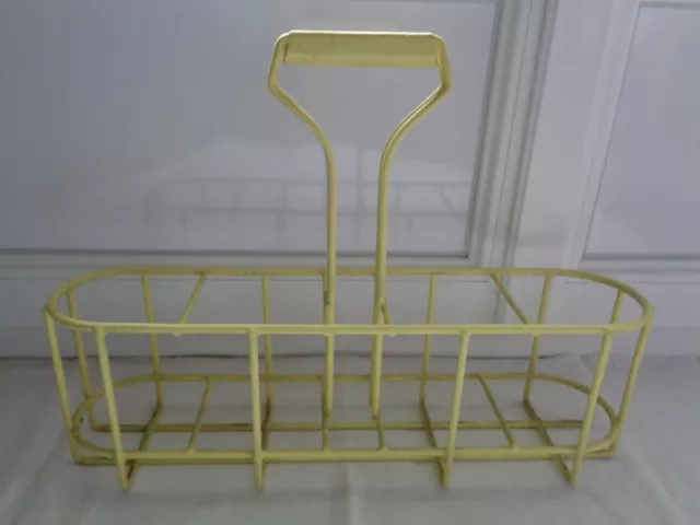 Ancien Porte Bouteille Casier En Metal Gaine Plastifie Jaune