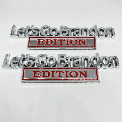 New Let's Go Brandon Edition 3D Car Emblem Badge Fender (2PC Chrome red)