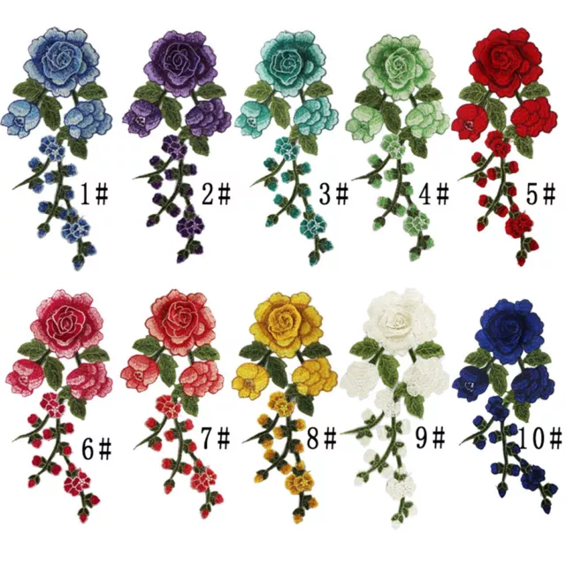 Rose Flowers Patch Iron Sew On Embroidered Badge Clothes Embroidery Applique Lot