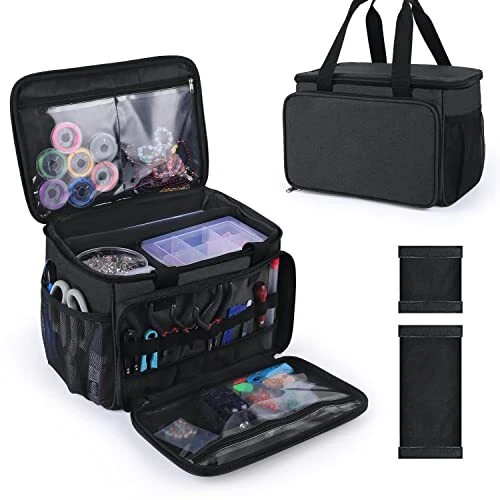Sewing Basket Bead Organizers and Storage Adjustable Compartments Bead Storag...