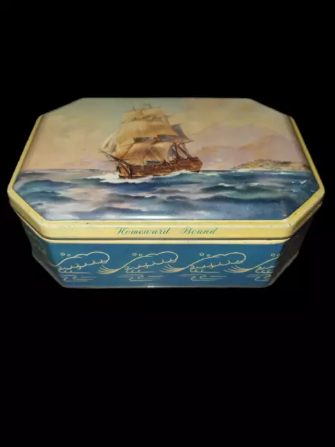 Vintage TIN  Allen's Peter Pan Toffees -Homeward Bound -Ship Design