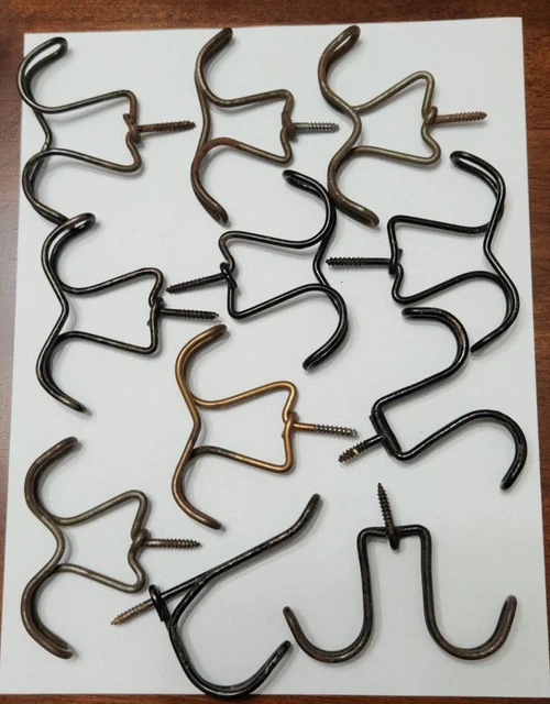11 Vintage Bent Wire Screw in Wall Hooks Hat Coats Jackets Closet Coat Room
