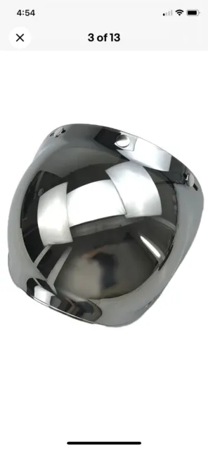 3 Snap Universal Flip Up Visor Shield Chrome Silver Iridium Bubble Shield Helmet
