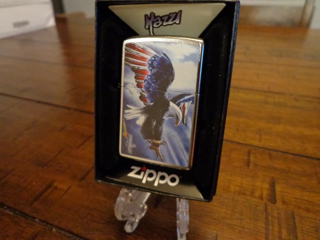 Mazzi Bald Eagle American Flag America Zippo Lighter Mint In Box