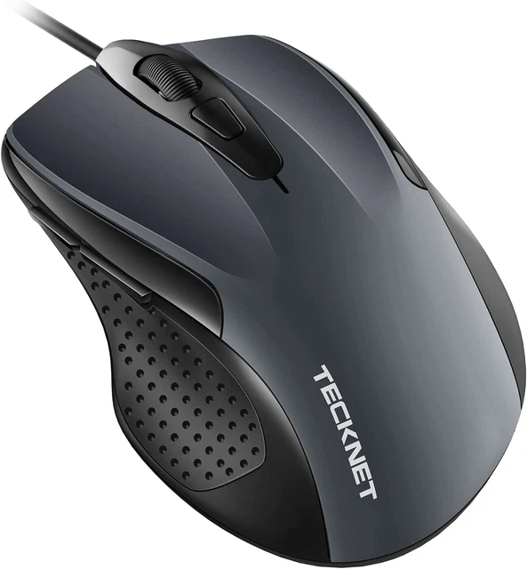 TECKNET USB Wired Mouse, 6-Button Corded Mouse with 2 Adjustable DPI, Optical