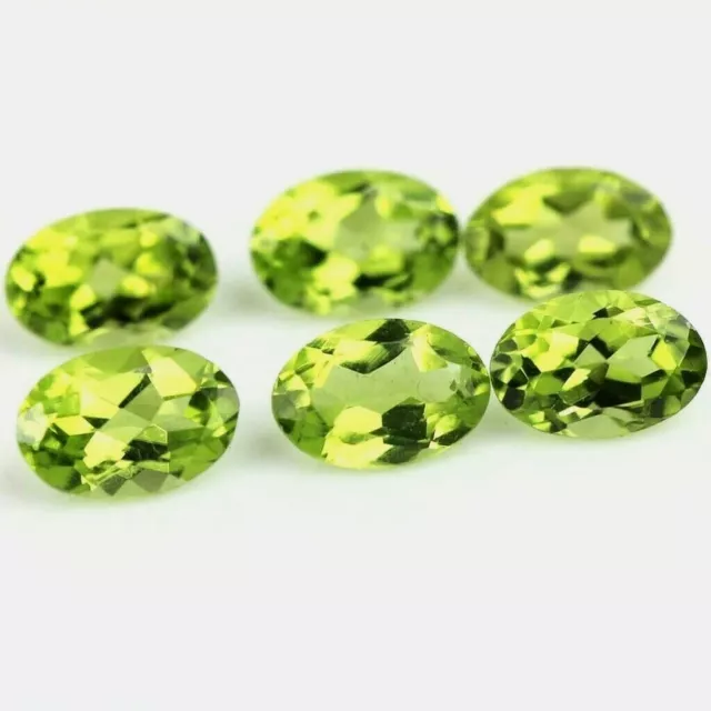 Vente en Lot 6x4mm AAA Ovale Facette Coupe Naturel Péridot Desseré Calibré Gemme