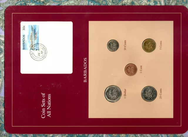 Coin Sets of All Nations BARBADOS w/card 5 Coins Set 1992-1996 Rare